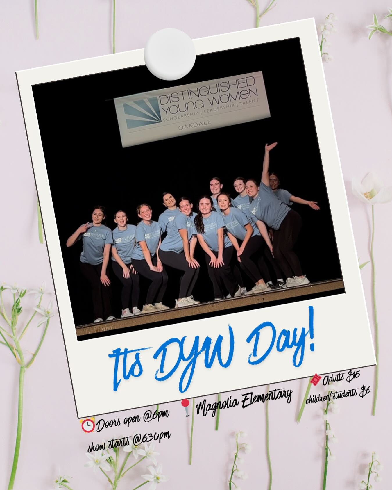 🎉 It&rsquo;s DYW Day! 🎉

Tonight is the night! Join us for Distinguished Young Women, hosted by Soroptimist International of Oakdale, as we celebrate and support the amazing young women in our community.

📍 Magnolia Elementary School
🚪 Doors open