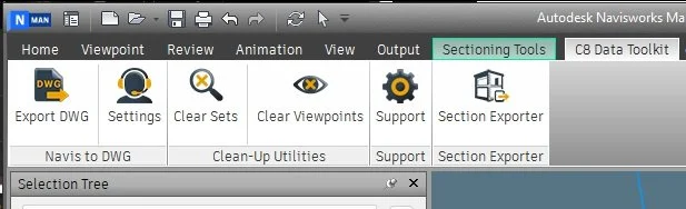 C8 Data Toolkit ribbon inside Autodesk Navisworks
