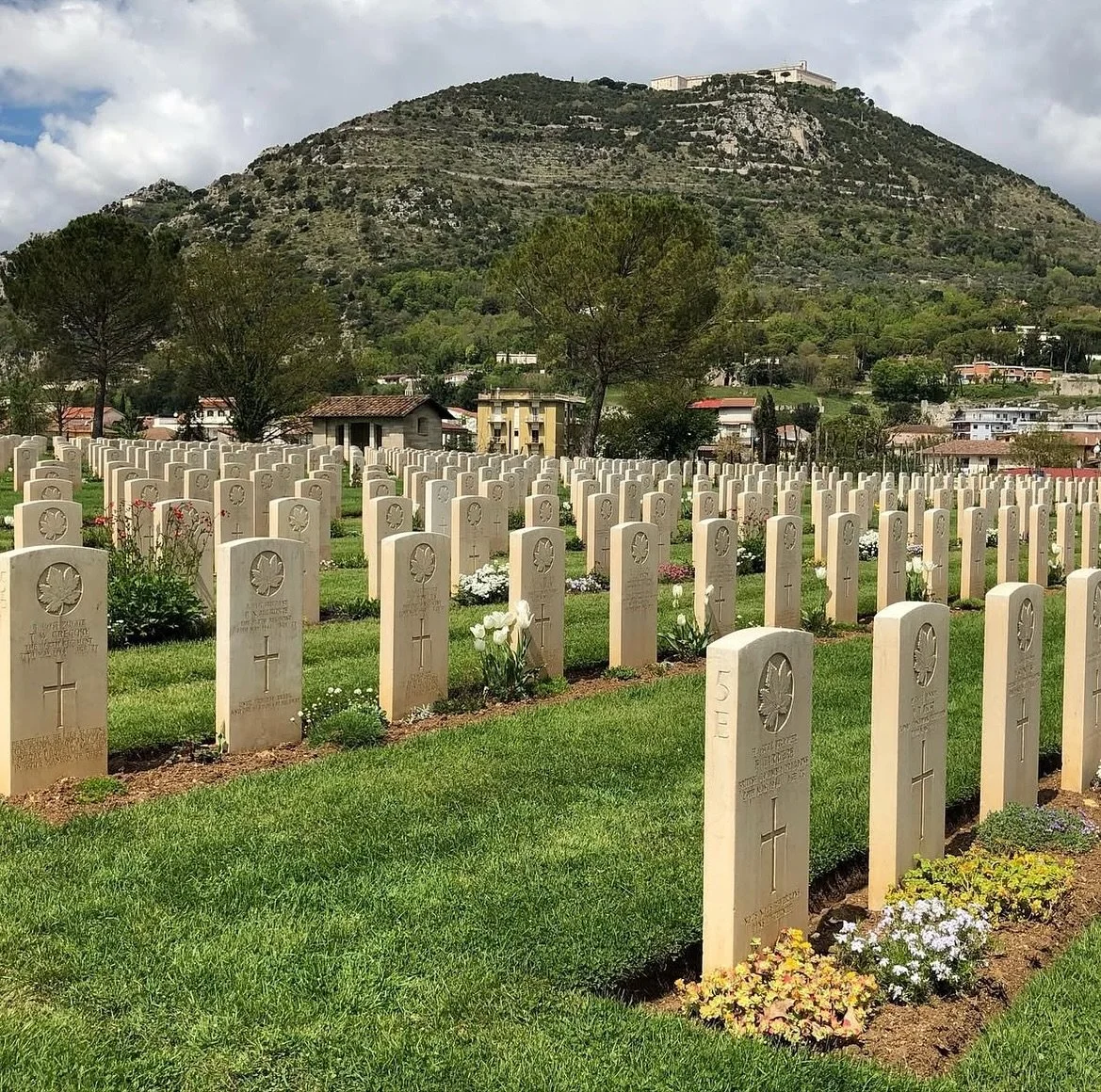 This is Cassino war cemetery in Cassino Italy. 
I recently visited on my travels a few years ago.
&bull;
Over 4000 Common Wealth service men &amp; women lay here, 194 of them are Canadian. 
&bull;
These are servicemen &amp; women who fought in Second