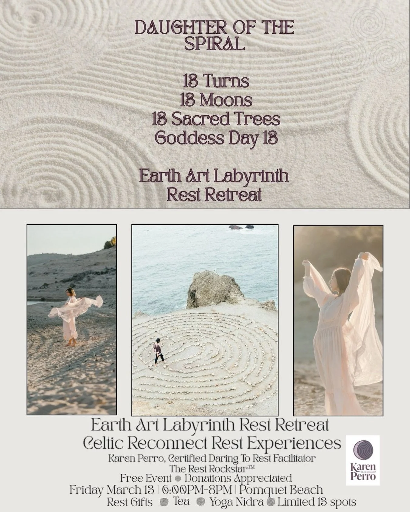 🌀 Daughter of the Spiral &mdash; Earth Art Labyrinth Rest Retreat

This year on my birthday, I&rsquo;m honouring a symbol that has quietly followed me my whole life &mdash; the spiral.

Since childhood I&rsquo;ve been instinctively drawing spirals, 