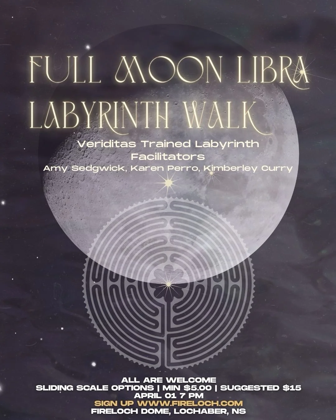 ✨ Full Moon Libra Labyrinth Walk ✨

A space for grief tending. A space for remembering. A walk of balance&hellip; heart, body, and soul in harmony.

There are no wrong turns.
Just one shared path&hellip; inward and home again.
Join us under the full 