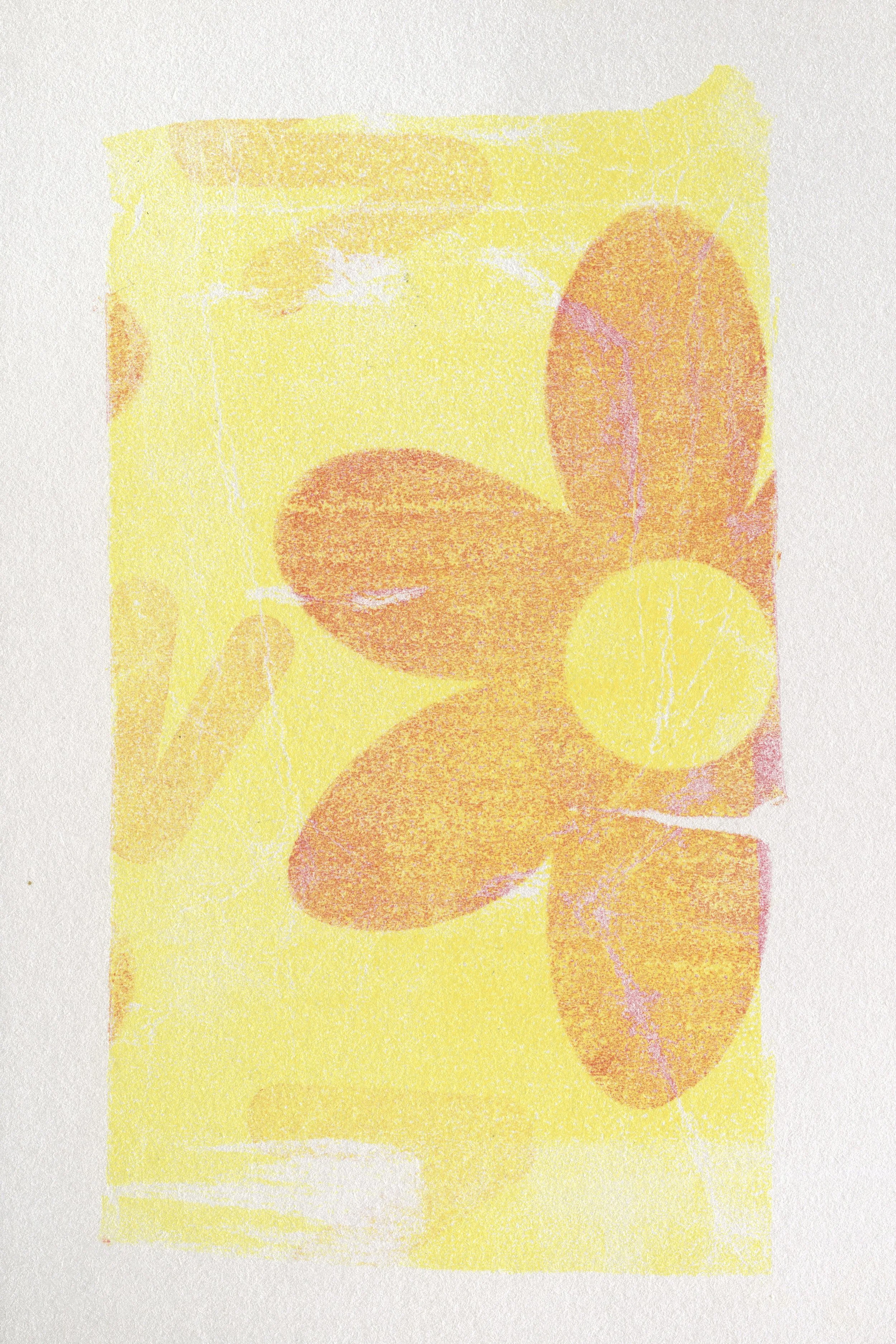 Interpretations, 2024, relief print on styrofoam, 7 x 5 inches 

