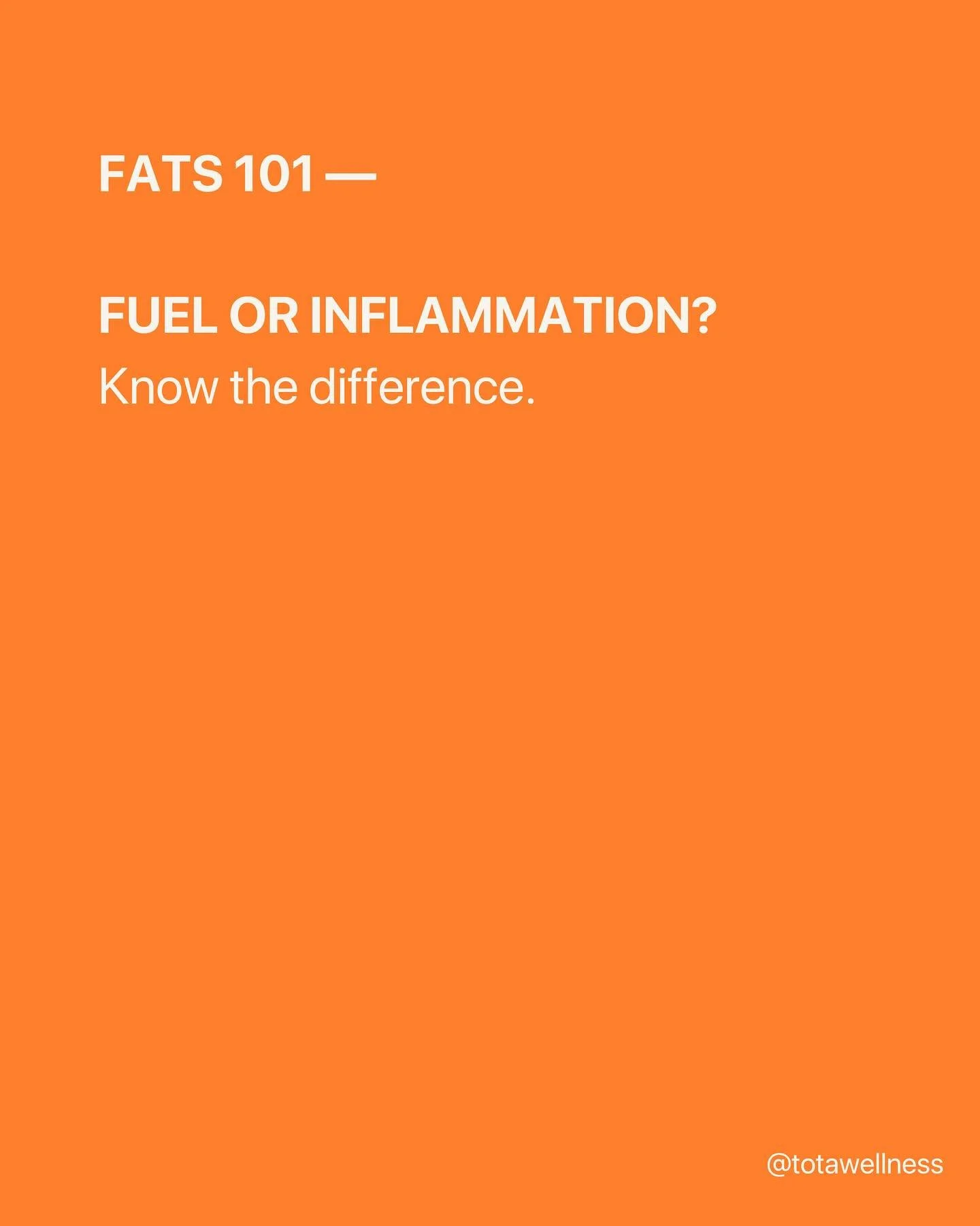 FAT &ne; THE ENEMY 

The truth? Your body needs fat &mdash; for hormones, energy, skin, and brain health. The key is knowing which fats fuel you and which cause inflammation/other issues.

HEALTHY FATS = Real Fuel
Avocado, olive oil, eggs, nuts, seed