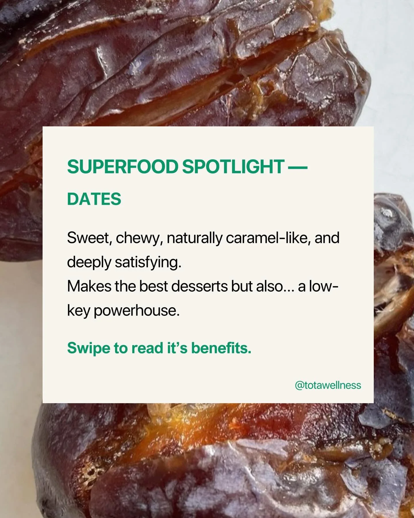 SUPERFOOD SPOTLIGHT &mdash; MEDJOOL DATES 

Dates aren&rsquo;t just sweet &mdash; they&rsquo;re very functional. 
Quick source of carbs, fiber, minerals, and hormone-friendly support when paired right.
A staple in my kitchen for a reason. Especially 