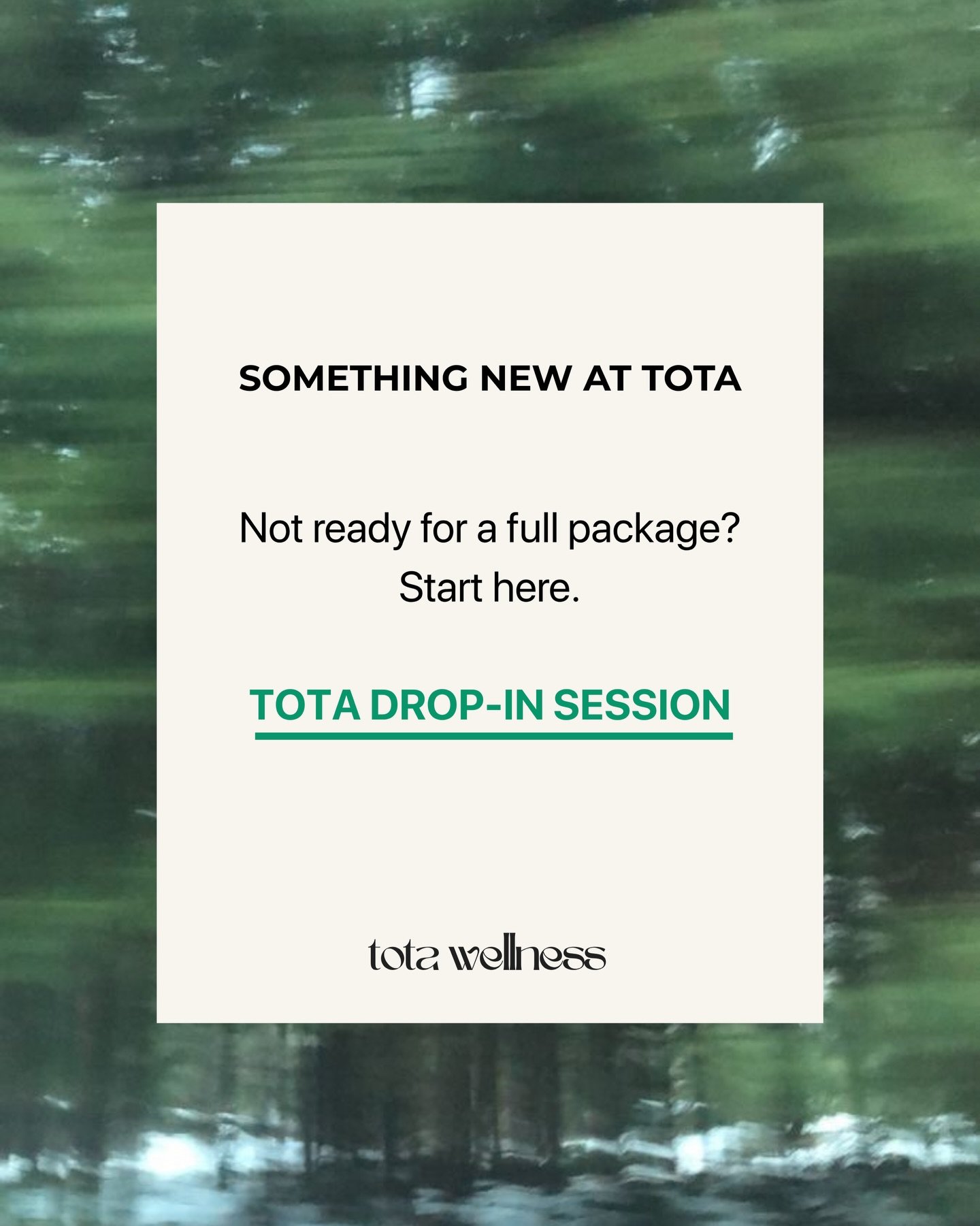 You asked &mdash; and we listened. ✨🌀

Not everyone is ready to commit to a full package&hellip; and that&rsquo;s okay. 

Introducing TOTA Drop-In Sessions &mdash; a single, personalized session designed to meet you where you&rsquo;re at, and give y