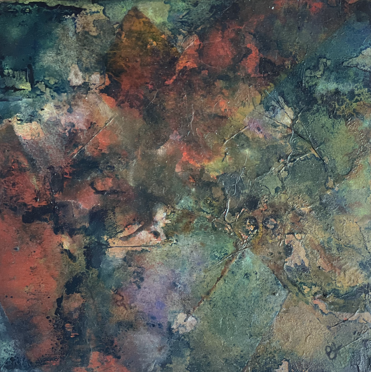 Rainbow Mirror | 12 x 12 inches | Mixed media on wood panel