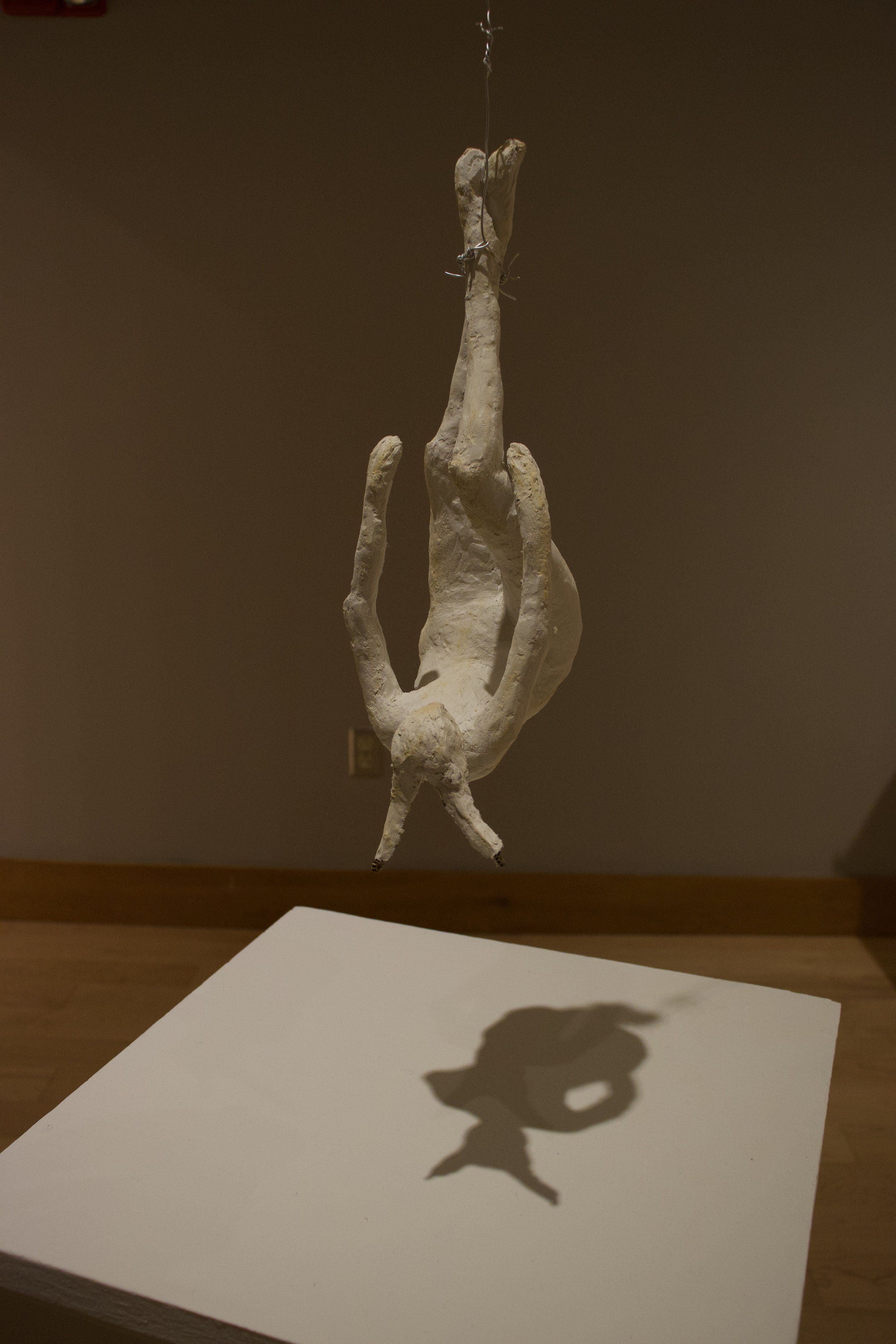 "The Hare" (2025) materials: aluminum wire, discarded plastic bags, yarn, cotton gauze, plaster, paper clay, mixed metals, pastels