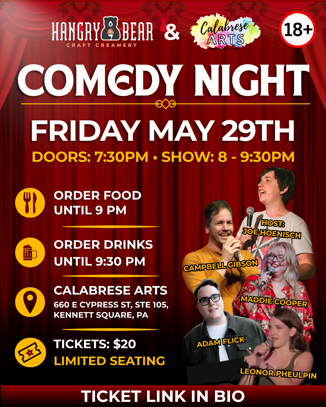 Hangry Bear Creamery After Dark &amp; Calabrese Arts Presents: Comedy Night!