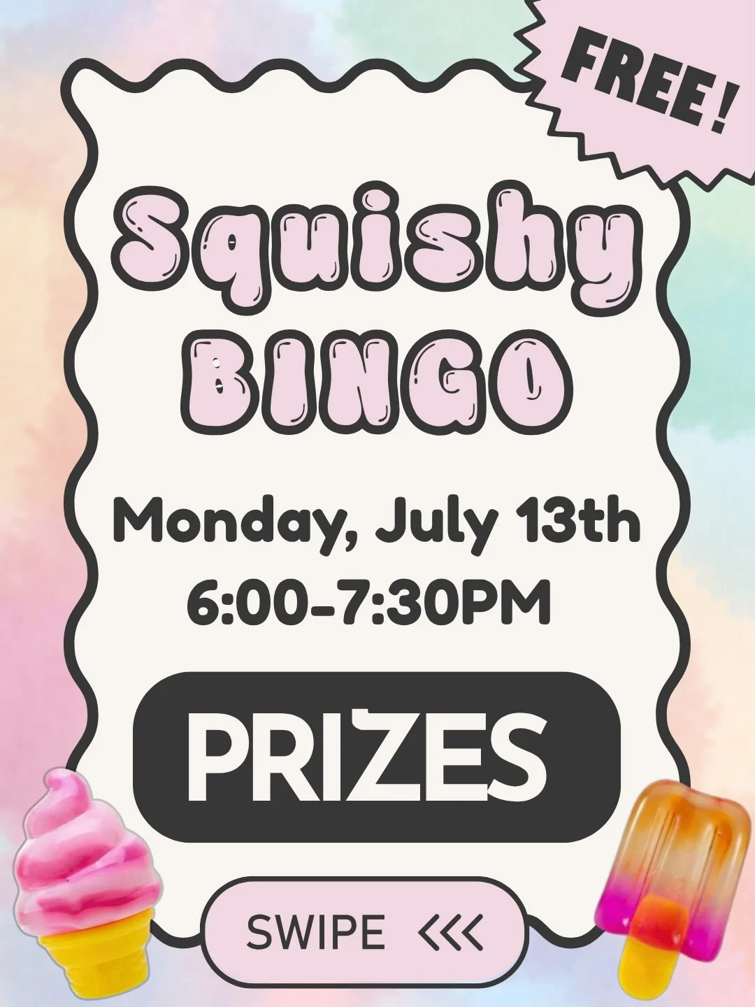 Our FREE TO PLAY Squishy Bingo is coming up on Monday, so here&rsquo;s a preview of the prizes we&rsquo;ll be giving out to winners 👀

We&rsquo;ve got tons of squishies waiting for you! See you Monday, July 13th from 6 - 7:30 PM 
-
-
#kennettsquare 
