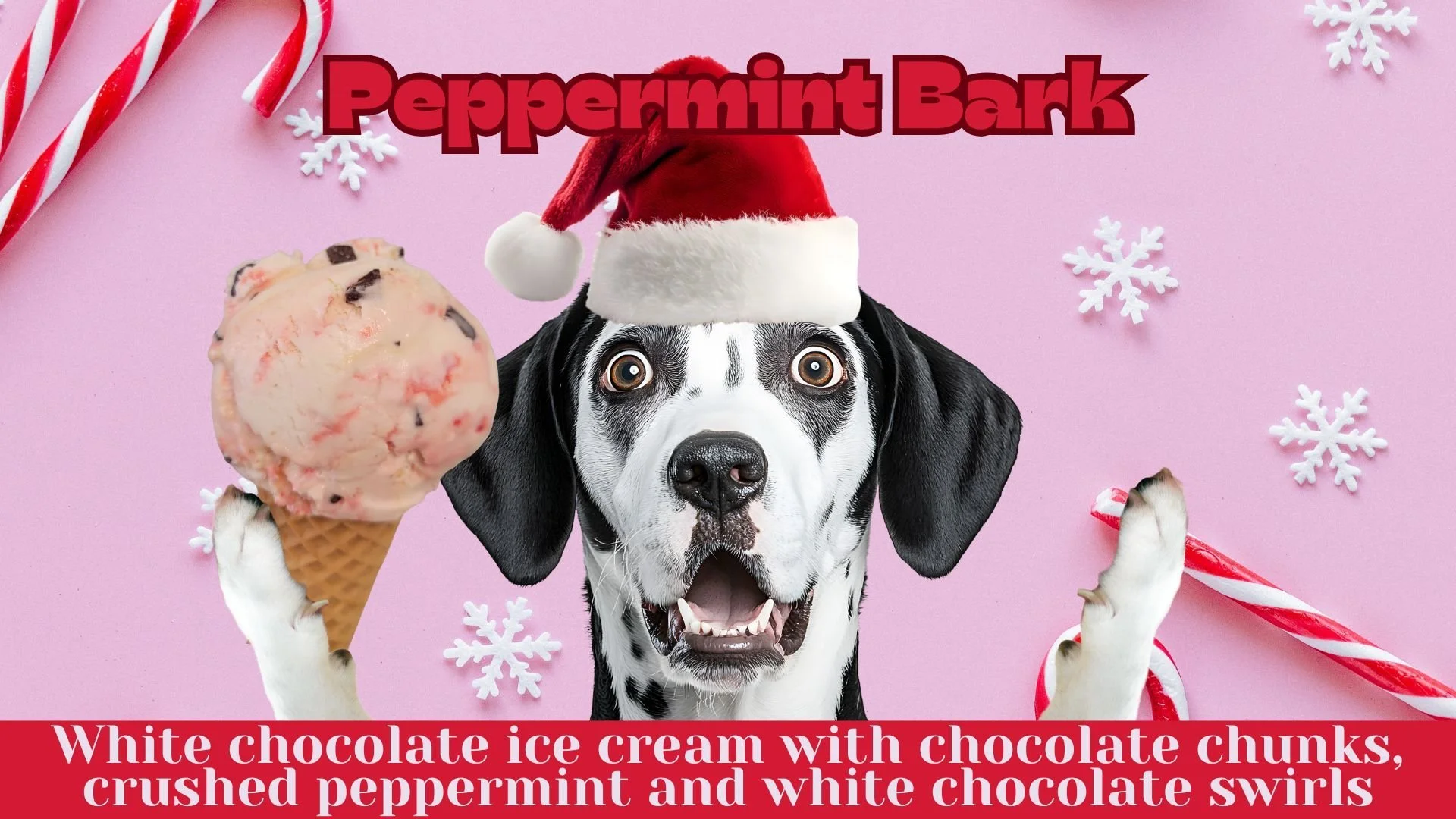 Ho Ho Ho! 
It's July 25th and for today only we are celebrating Christmas in July with the quick release of Peppermint Bark! 

Creamy white chocolate ice cream with chocolate chunks, crushed peppermint &amp; white chocolate swirls. 

Available by the