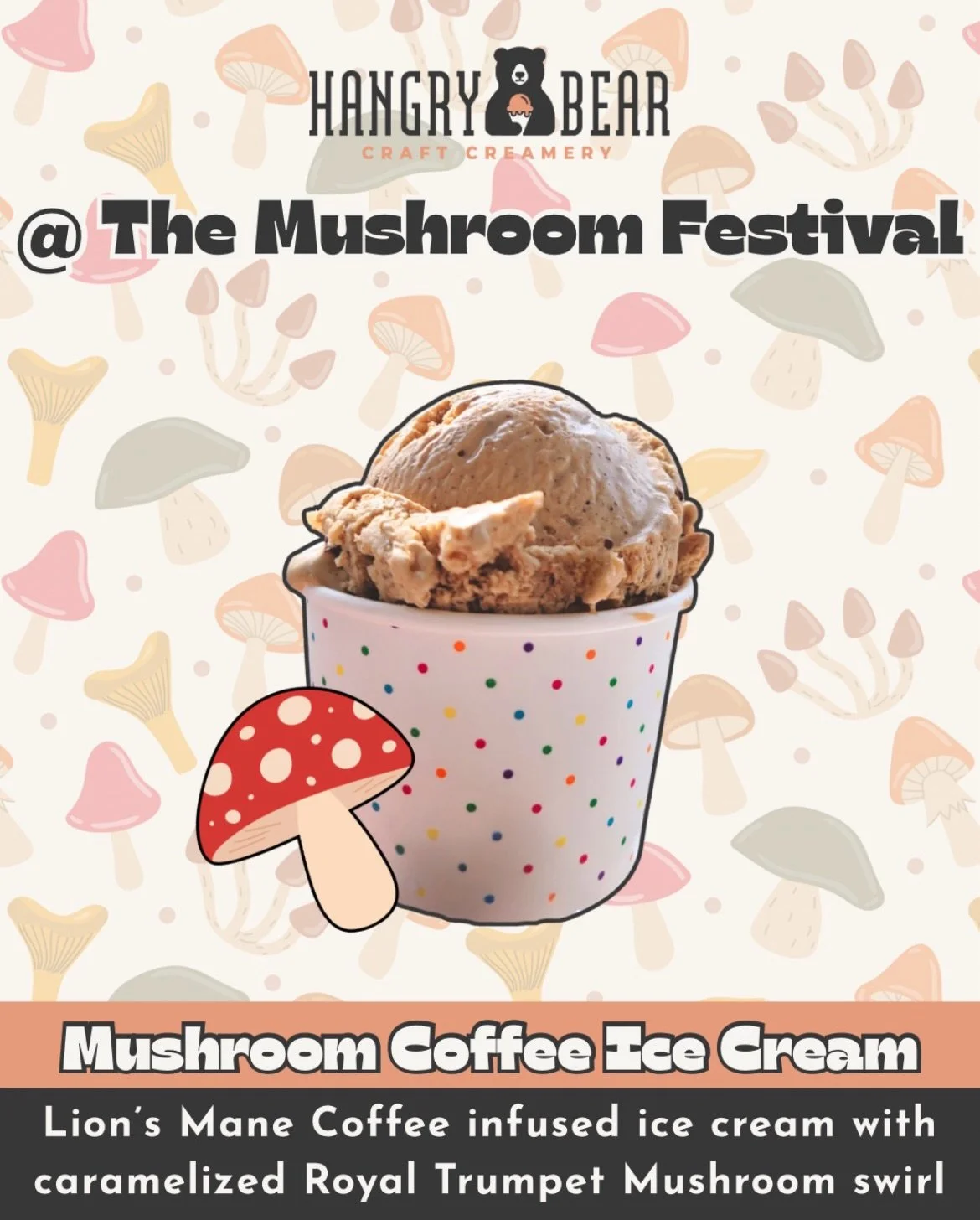 Mushroom Festival weekend is here! 🍄🍦

We&rsquo;re joining the fun in downtown Kennett Square this Saturday and Sunday with samples of our Mushroom Coffee ice cream, plus scoops available for purchase!

We&rsquo;ll be scooping Mushroom Coffee, Vani
