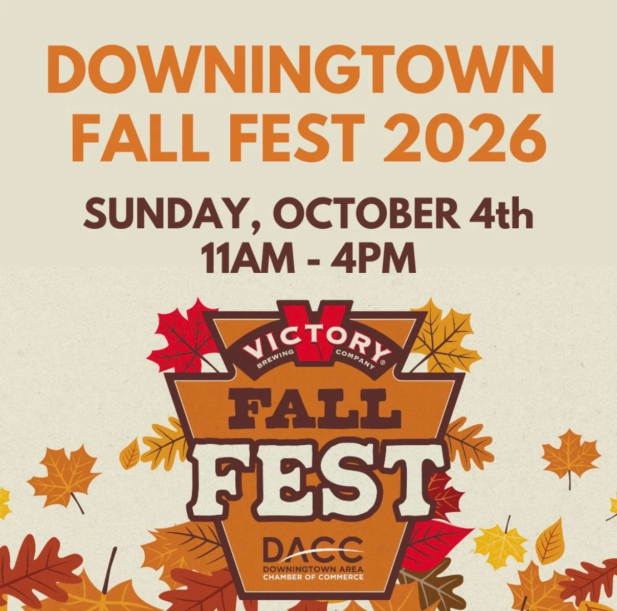 Join us this Sunday at Downingtown Fall Fest! 🍂

The festival will feature 200+ vendors, local businesses, food trucks, a kids&rsquo; zone, live student performances, and more!

We&rsquo;ll be there scooping ice cream from 11 AM&ndash;4 PM. Stop by 