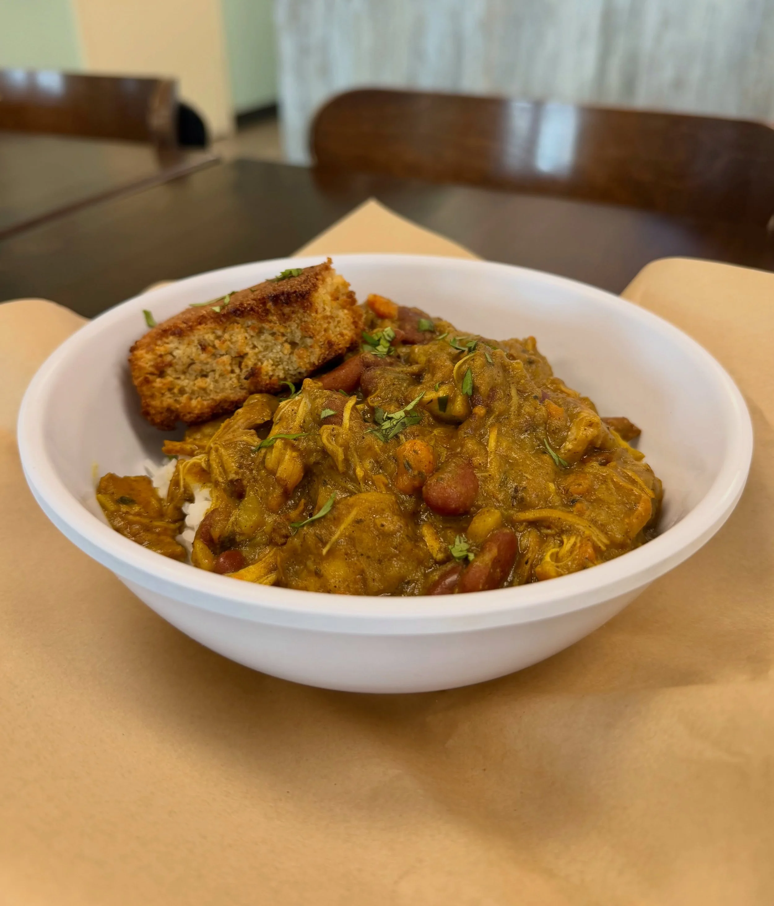 This week&rsquo;s weekly specials are here! 🥣🍛

Cream of Tomato &amp; Spinach Soup: a creamy soup with tomato and spinach, topped with croutons and shredded Parmesan.

Curry Chicken Stew: curry and chicken served over white rice with a side of swee