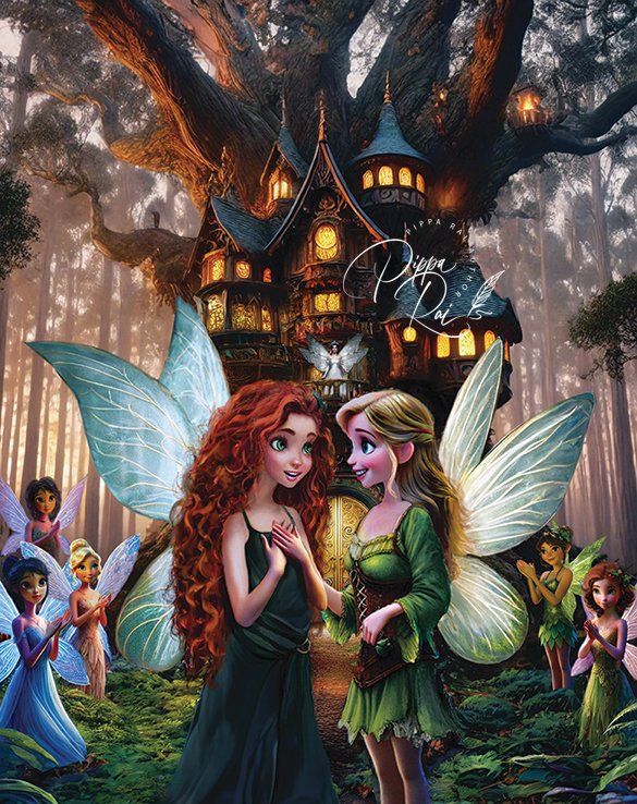 Fairy Blaze & Fairy Holly in front of Queen Rosalie's palace after the announcement.