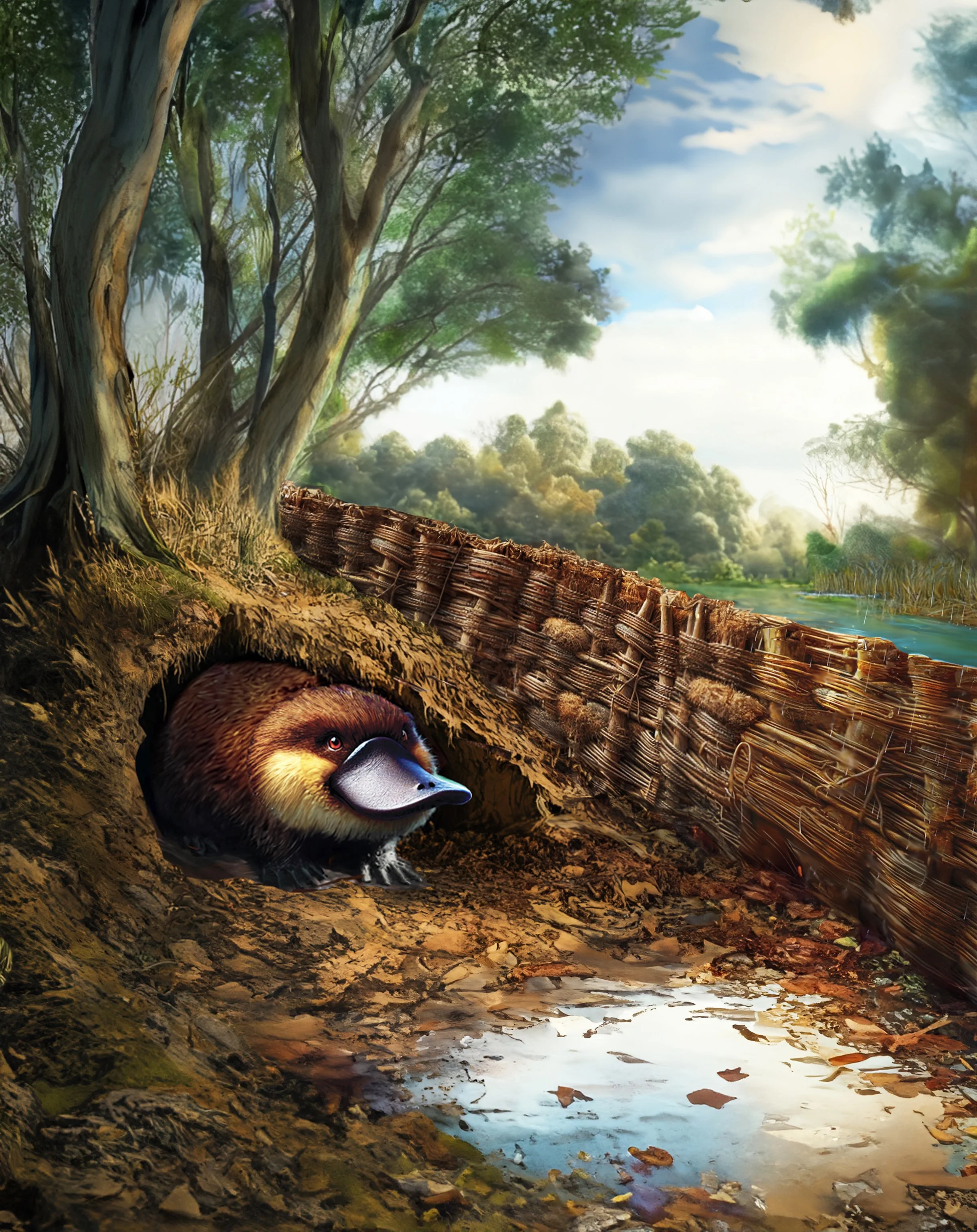 PIC 33 Pax in his burrow with the dam wall.jpg