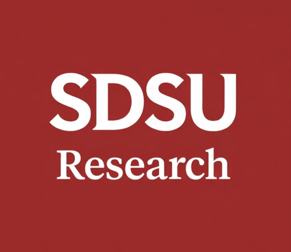 SDSU Research logo on a red background
