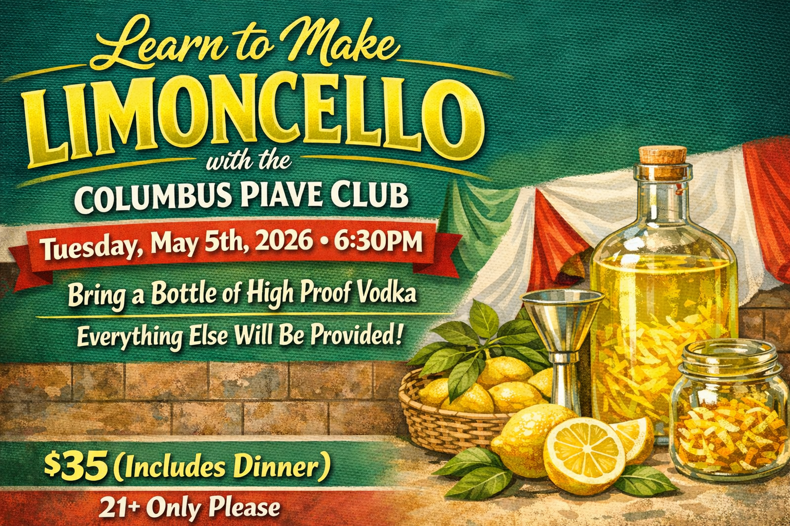 Learn to Make Limoncello with The Columbus Piave Club