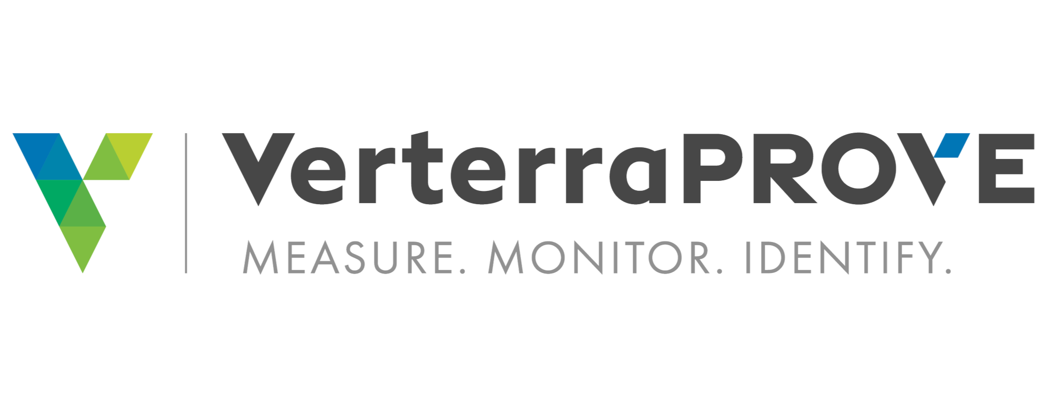 Logo for VerterraPROVE and the slogan 'Measure. Monitor. Identify.'