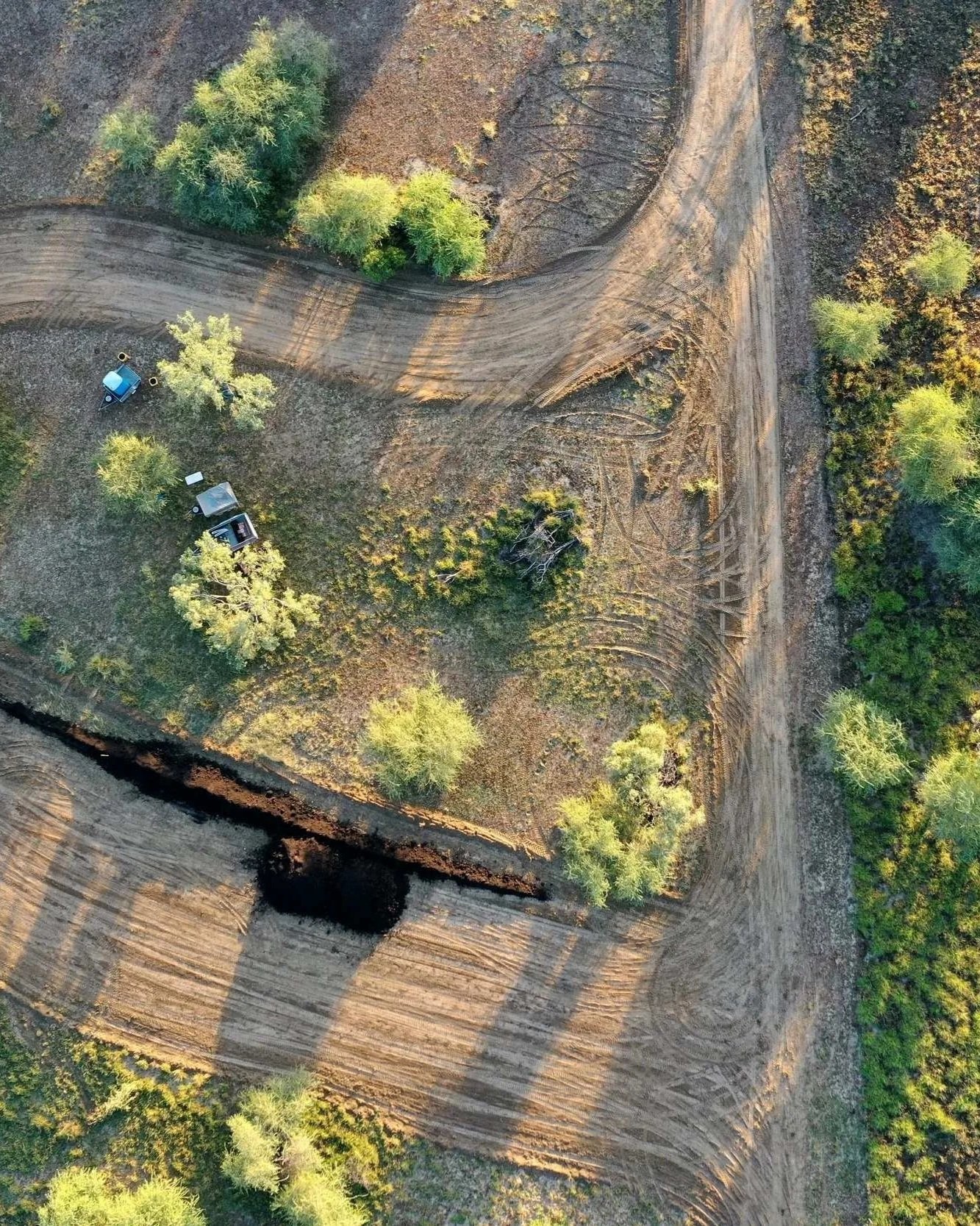 Overhead image of rehabilitation work underway