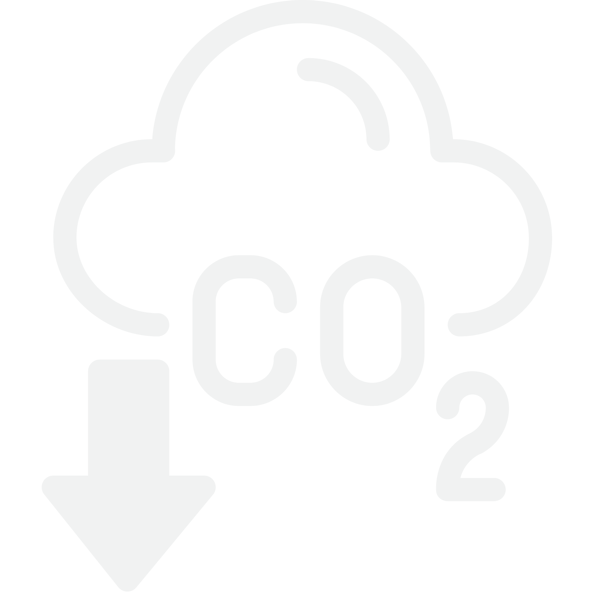 Line drawing of a could of CO2 gas with an arrow pointing down to indicate sequestration