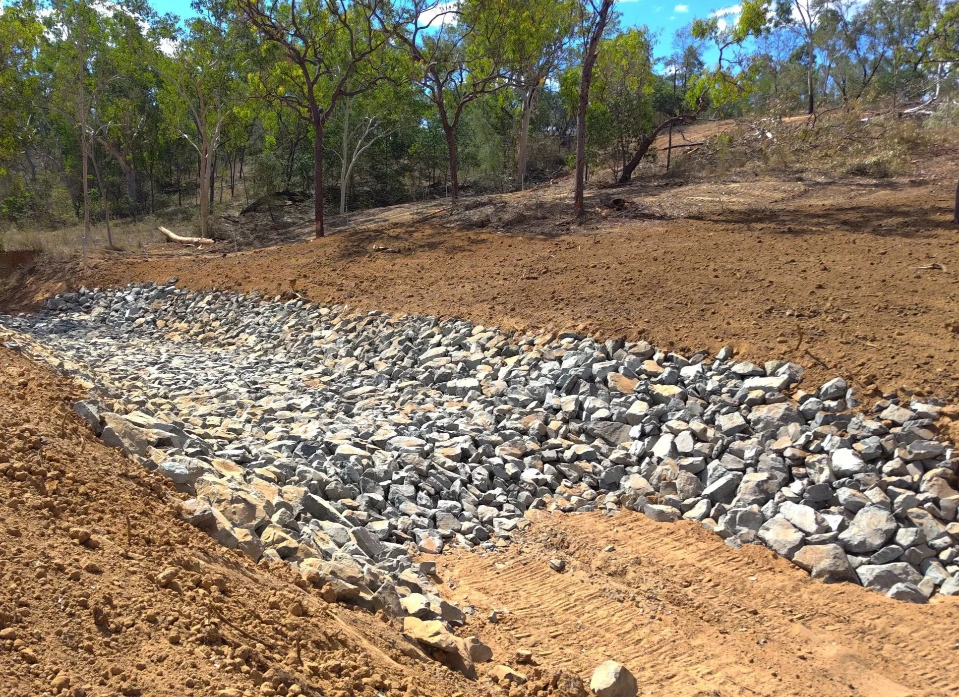Completed rock chute on site