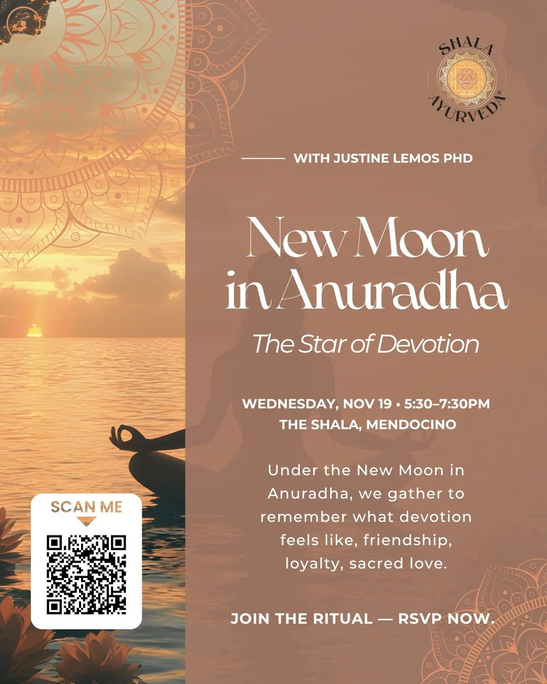 Under the New Moon in Anuradha, we gather to remember what devotion feels like - friendship, loyalty, sacred love. 

Through Lotus-heart breathwork, mantra to Mitra, and an offering ritual, we open to connection. 

💫 Devotion is the bridge between d
