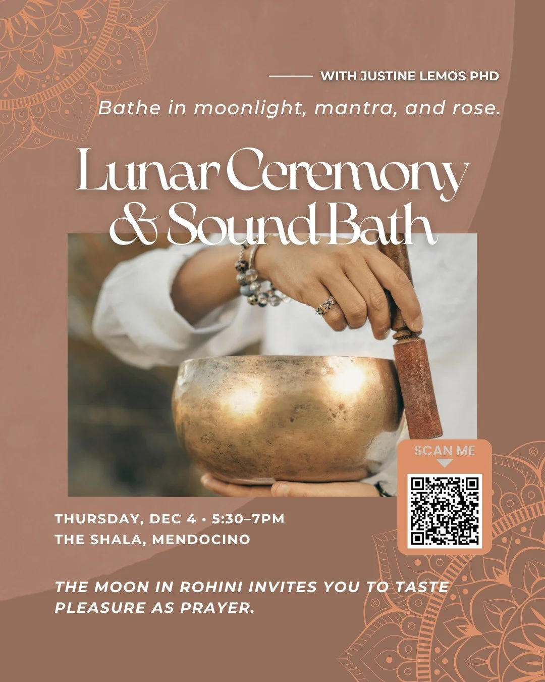 The Moon in Rohini invites you to taste pleasure as prayer. 

Drink the elixir, move like moonlight, rest in sound. 
✨ This is sacred sensuality.

🗓 Thursday, Dec 4 &bull; 5:30&ndash;7pm 

Reserve your mat for this circle.
#FullMoonCeremony #SoundBa