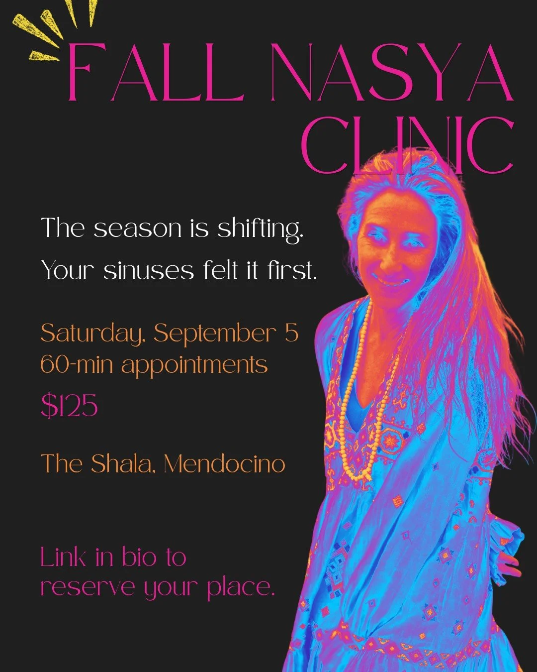 On the Mendocino Coast, September is the real seasonal hinge.

The fog breaks. The air gets drier, warmer, more moving. And the head and sinuses &mdash; reliably &mdash; are the first to feel it.

Nasya is the classical Ayurvedic treatment for exactl