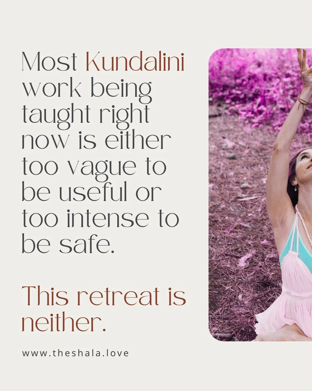 A lineage-rooted, physiology-based immersion in Kundalini awakening and integration.

Not what most people expect. Exactly what serious practitioners need.

Swipe through. Link in bio to learn more and register.

#KundaliniAwakening #KAP #KundaliniRe