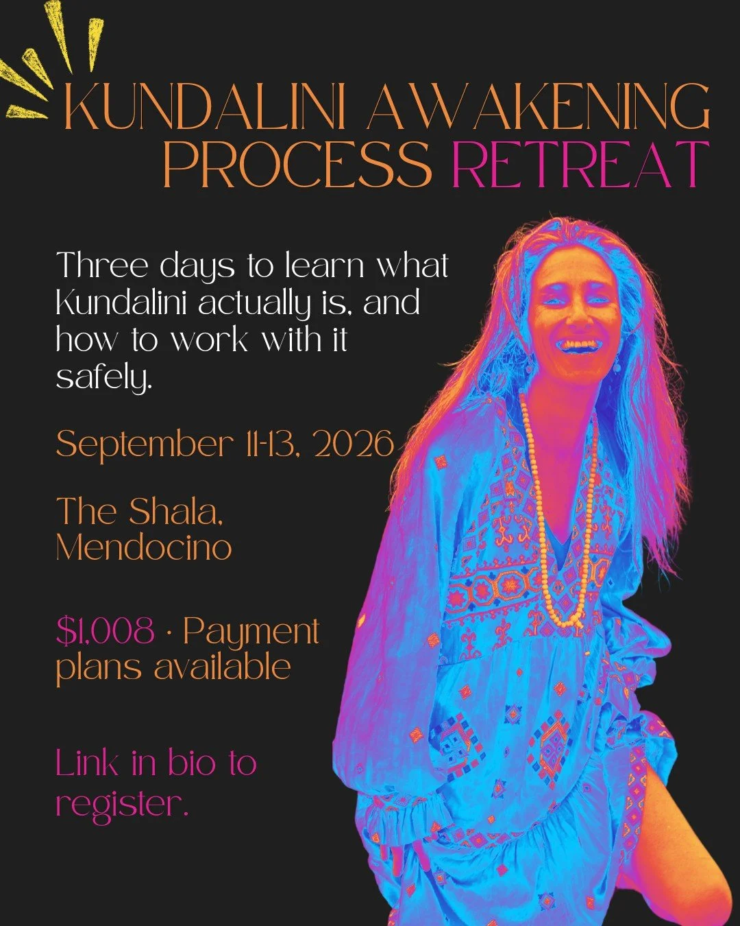 September 11th through 13th at The Shala.

Three days of live instruction in a small cohort. KAP core skills labs. Stabilization and integration protocols. Tantrik complements &mdash; mantra, bhāva cultivation, non-dual contemplation. Restorative pra