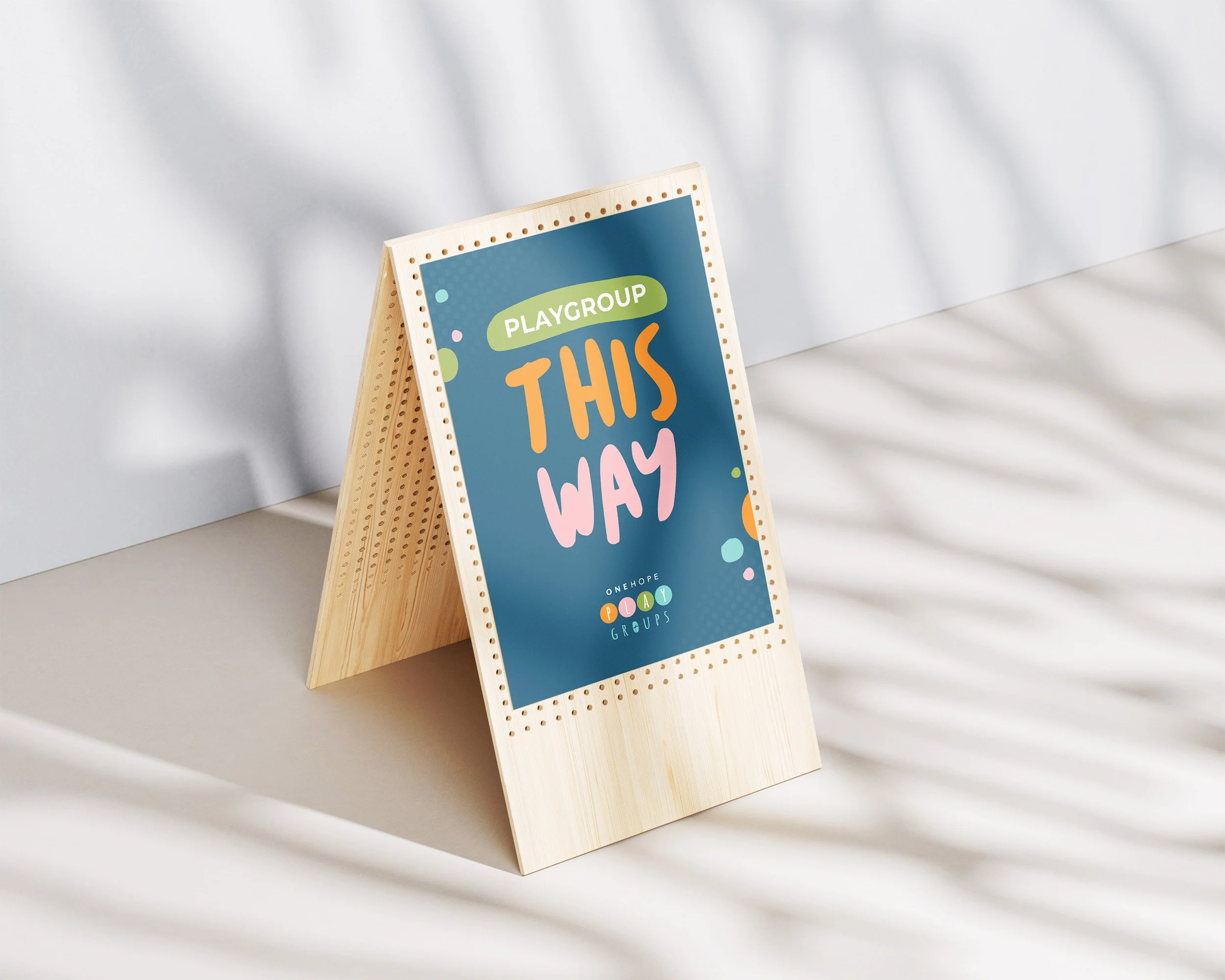 An a-frame sign for a playgroups program.