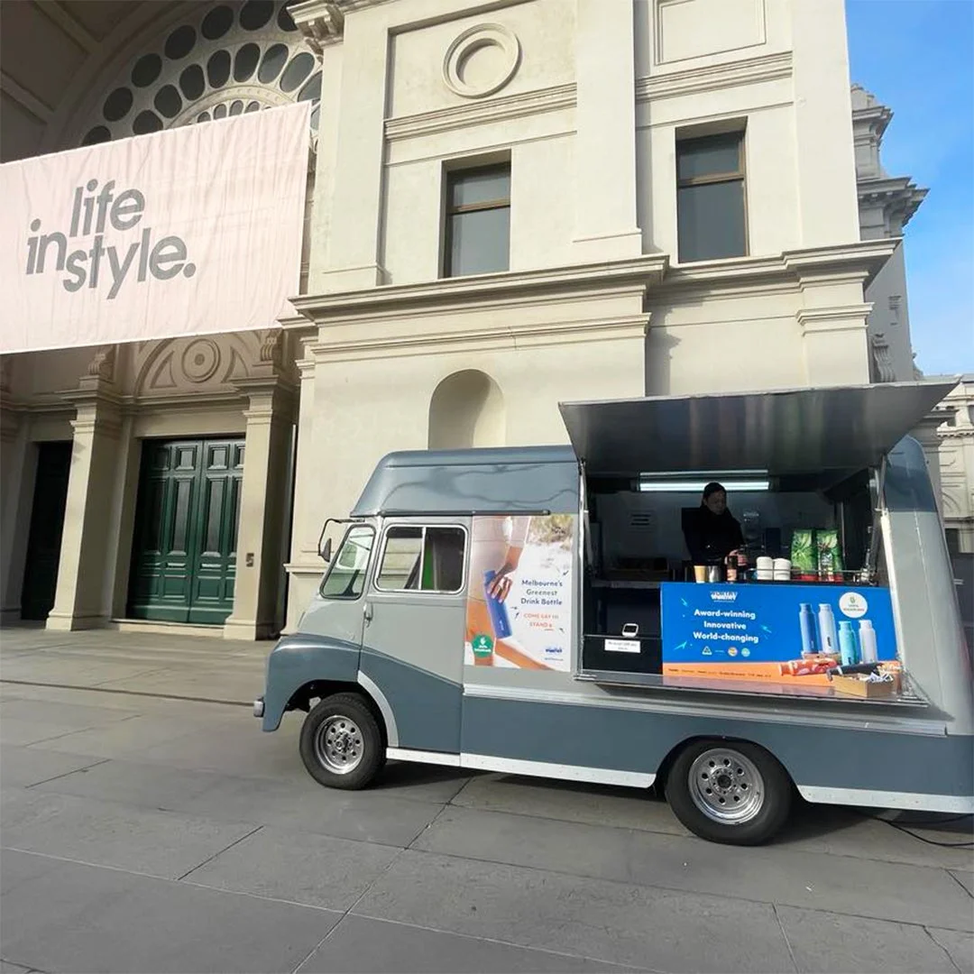 Worthy's coffee cart signage for Life in Style.