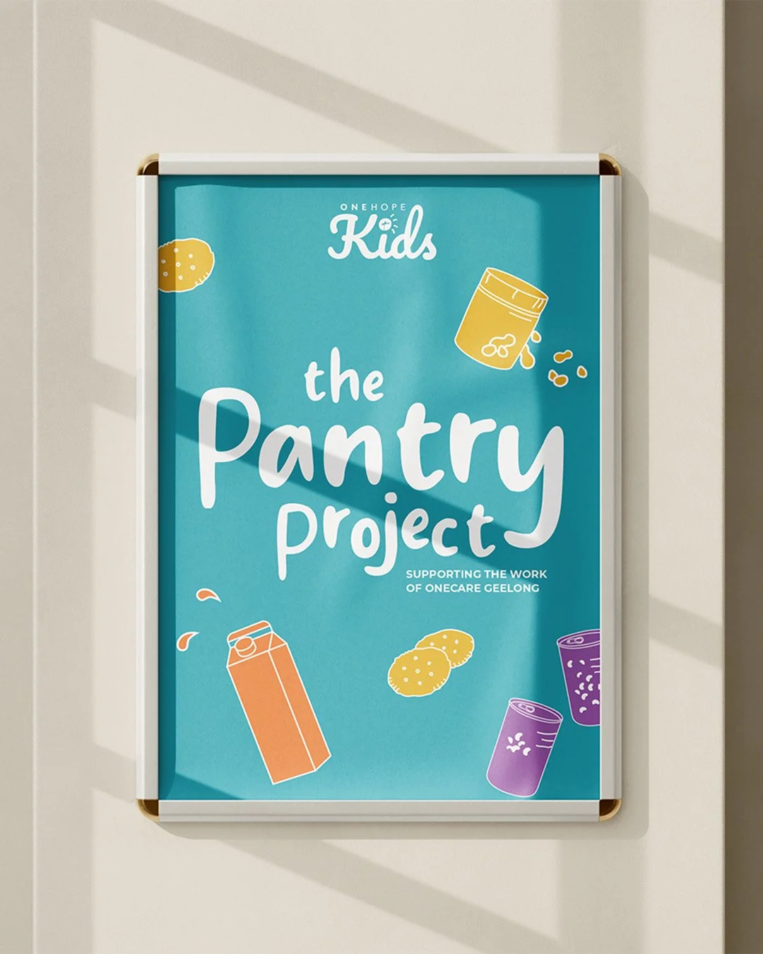 Mounted A3 poster for The Pantry Project.