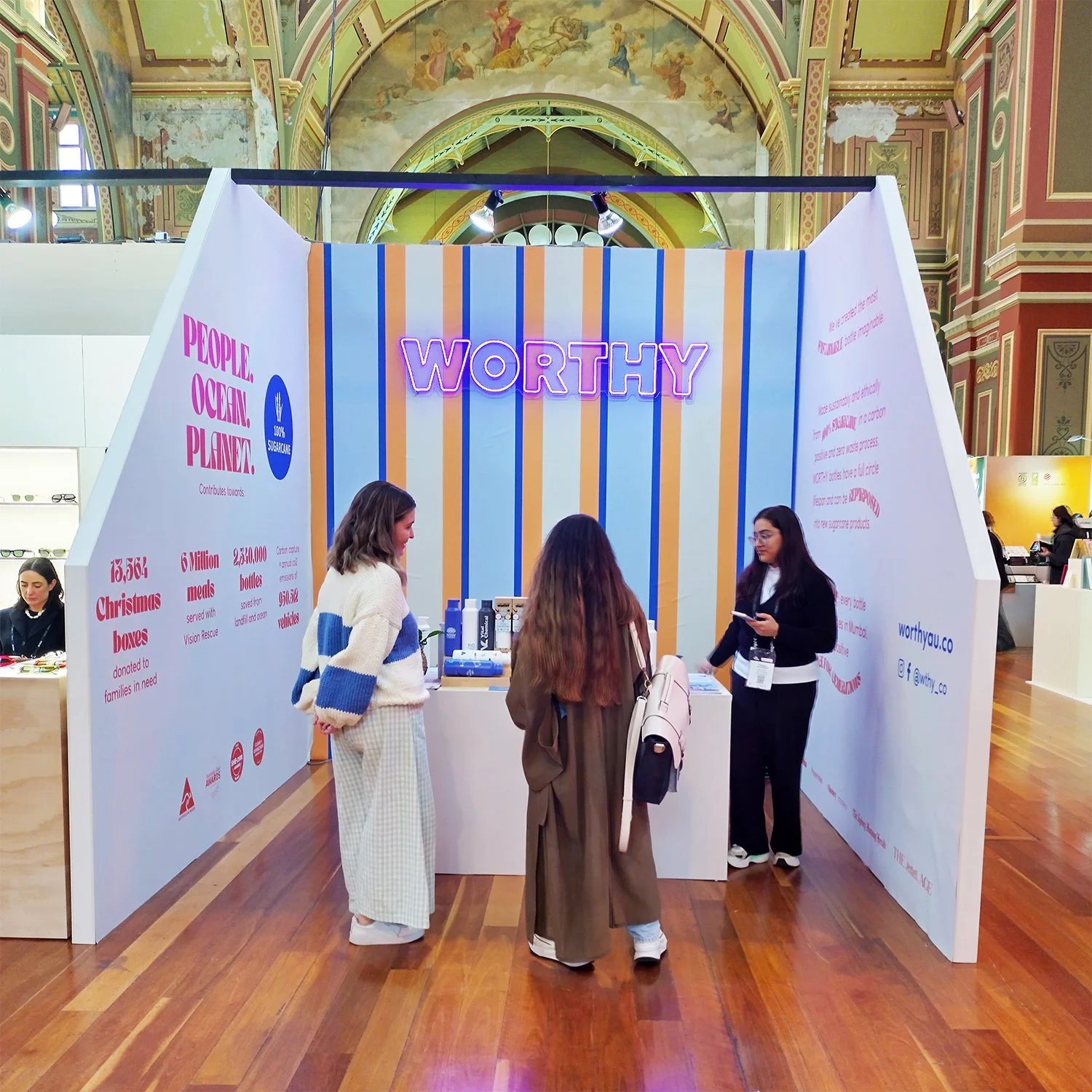 Photograph of a stall design for Worthy at Life in Style Melbourne.