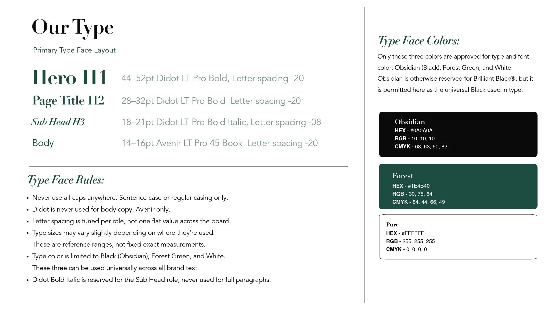 Audited existing brand assets and design history to refine the copy, color palette, and overall brand ethos — then redesigned the manifesto document from the ground up.