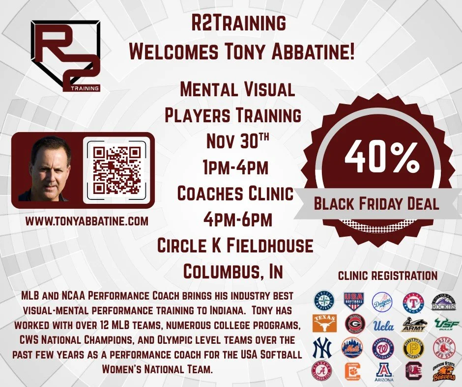 Black Friday Deal beginning tomorrow! 40% off our upcoming Mental Visual Clinic with @tonyabbatine.  Available to the first 15.  Link in bio1