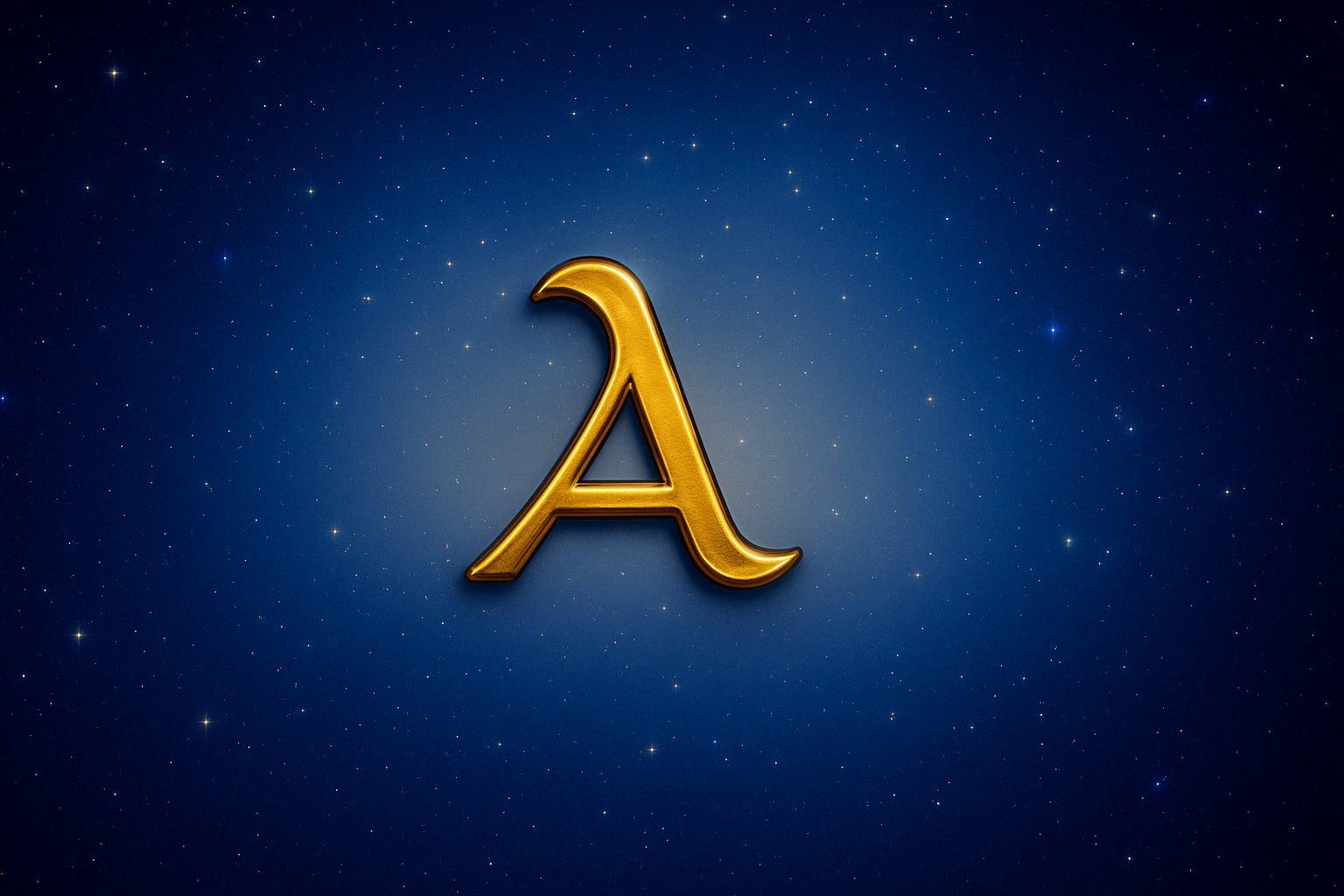 A gold Greek letter delta on a starry night sky background.