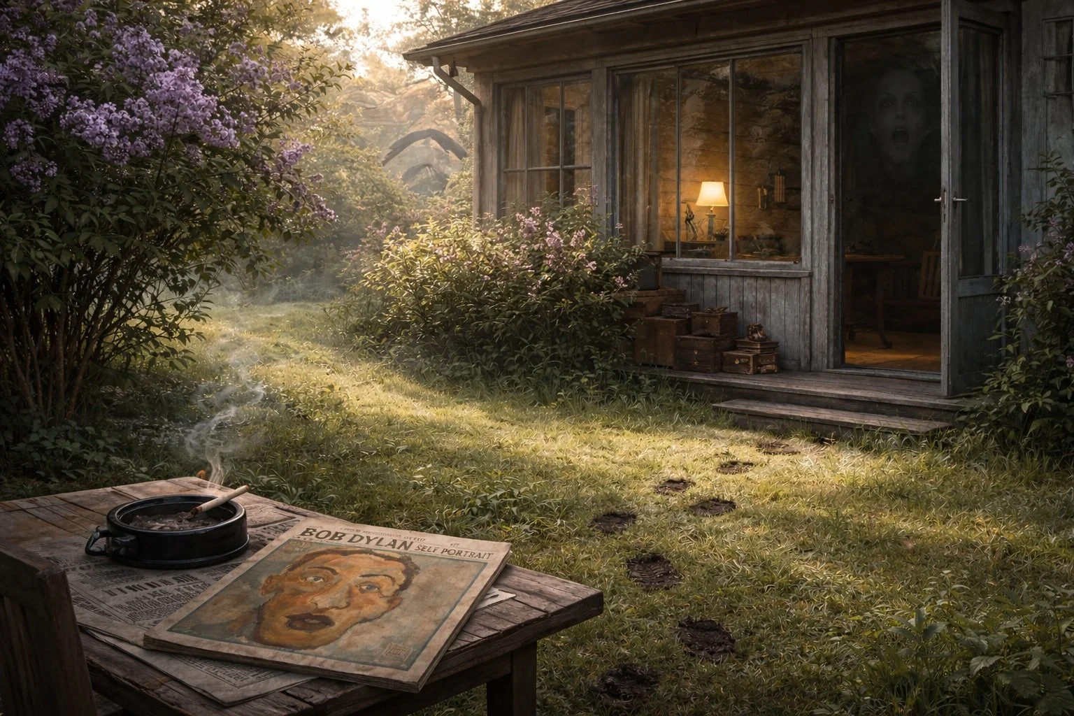 Footprints in the grass