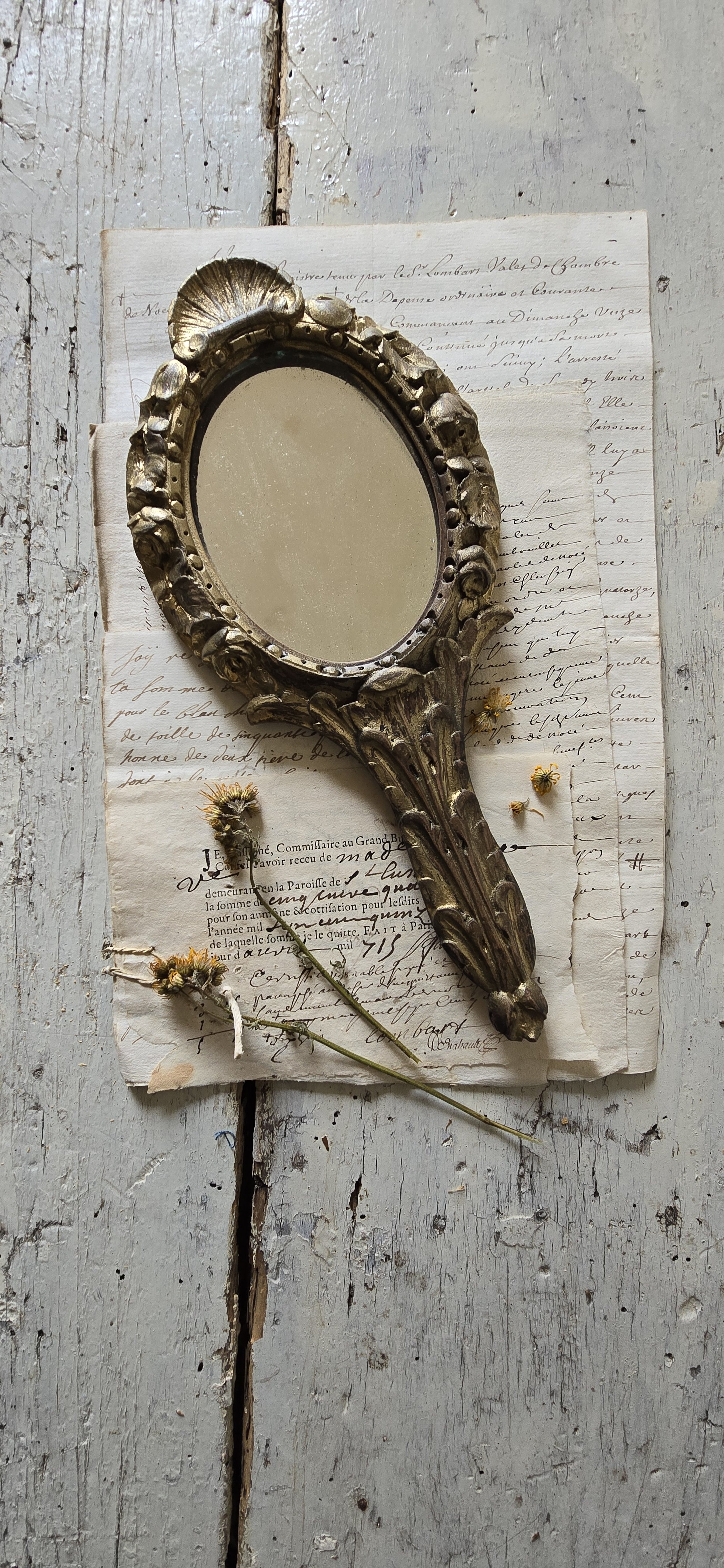 19th century french hand mirror