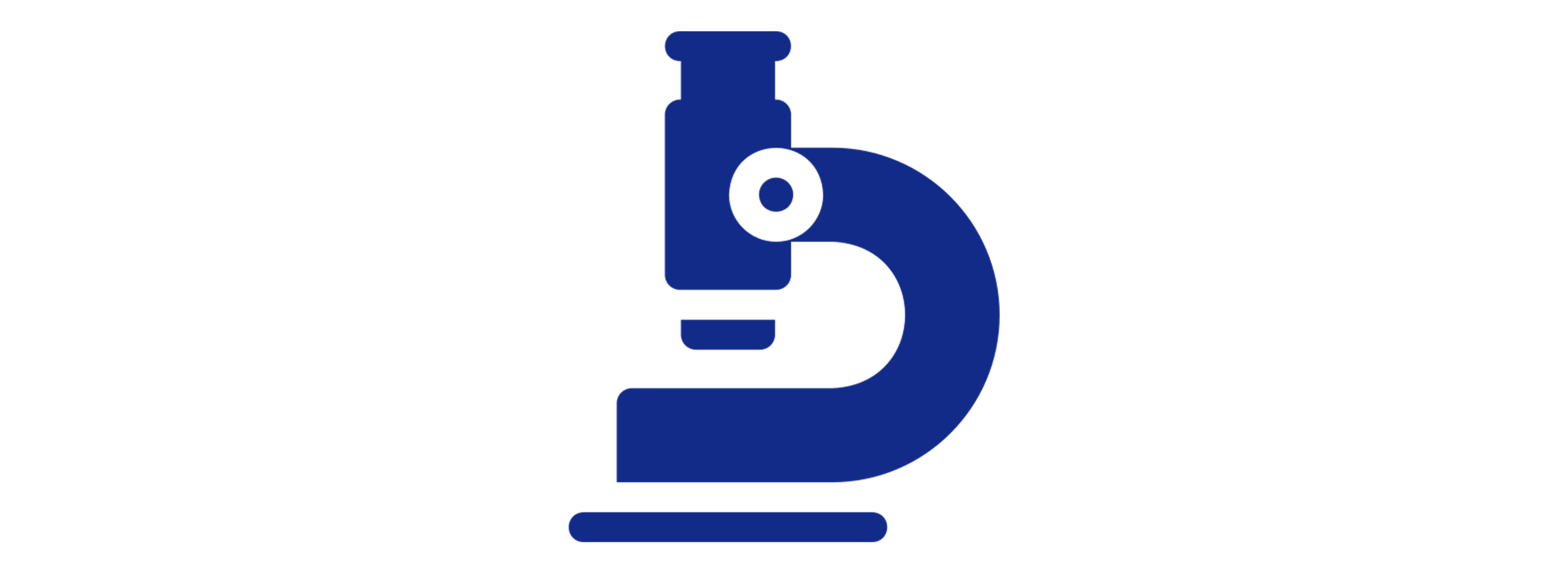 Blue microscope icon on a white background.