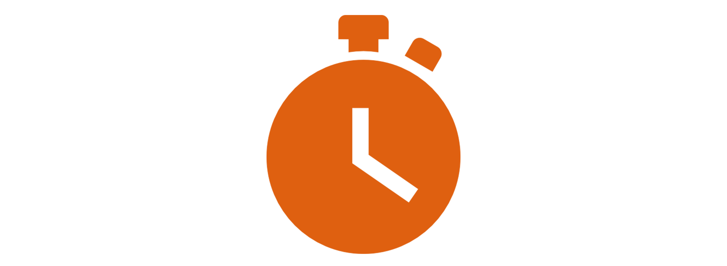 Text says 'Time to get started' with an orange stopwatch icon showing the time at 4:00.