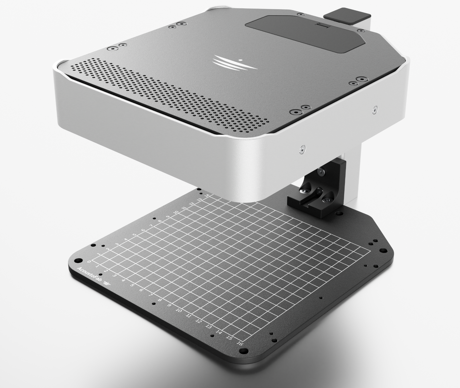 A 3D printer with a heat bed and a white frame.