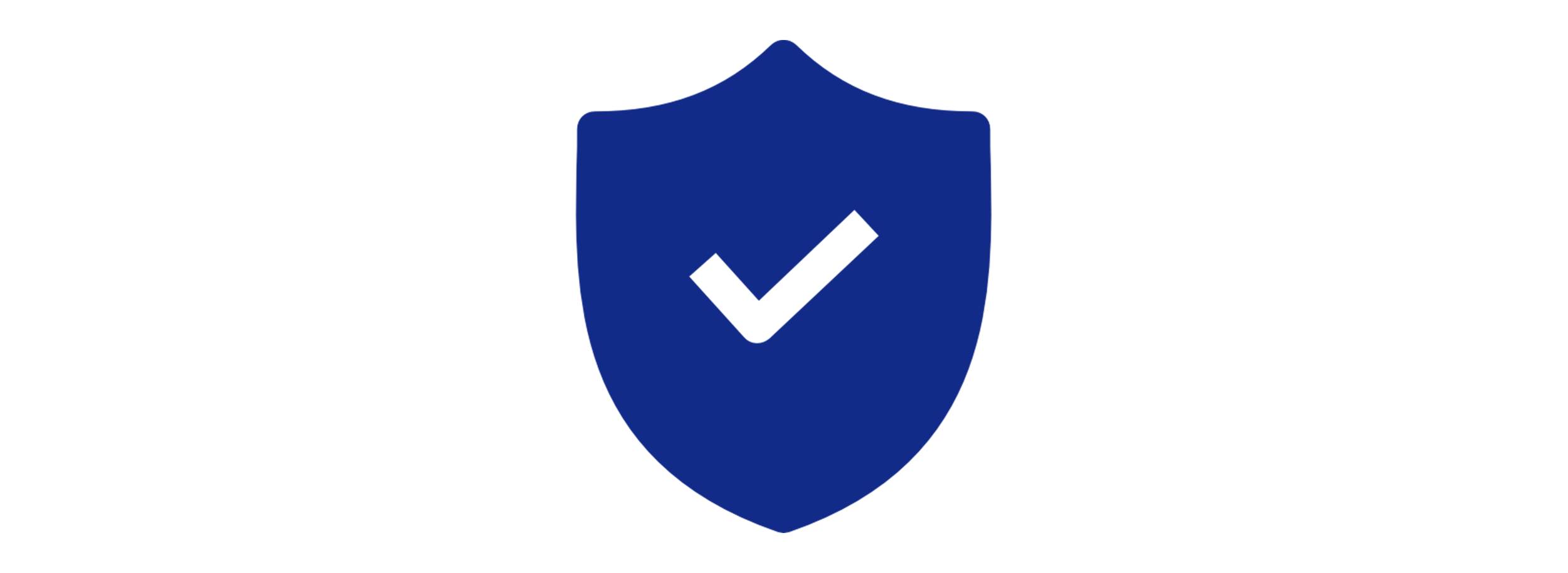 Blue shield with a black checkmark in the center.