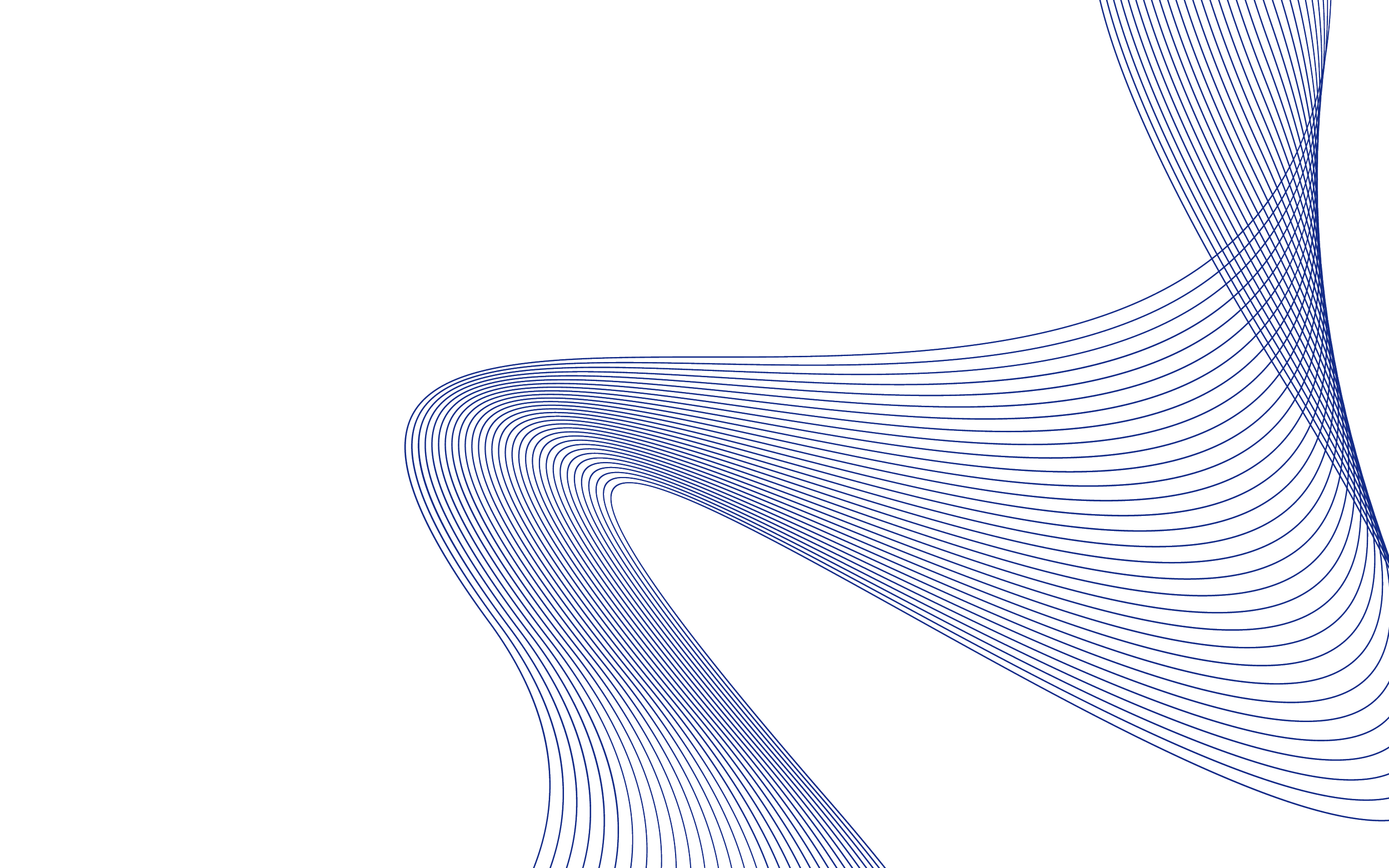A digital abstract artwork featuring a flowing, ribbon-like structure made of thin, parallel blue lines on a black background.