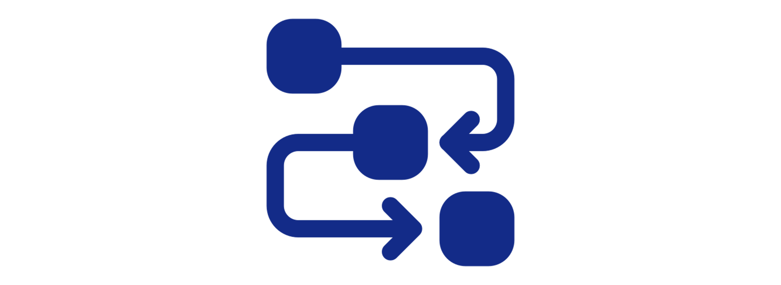 Flowchart with arrows indicating a process or cycle, featuring interconnected blue rounded rectangles.