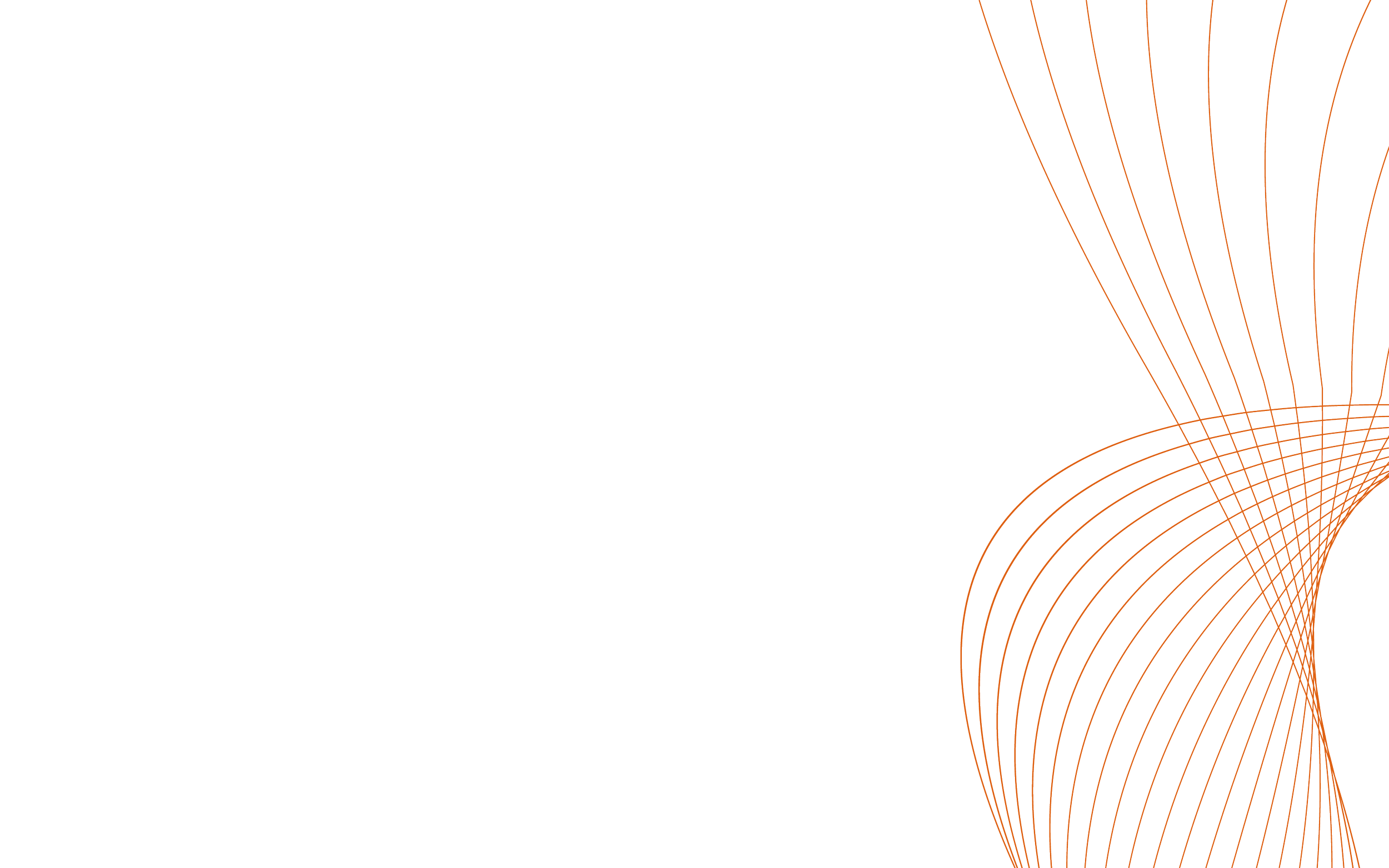 Black background with orange grid lines forming a curved 3D shape on the right side.