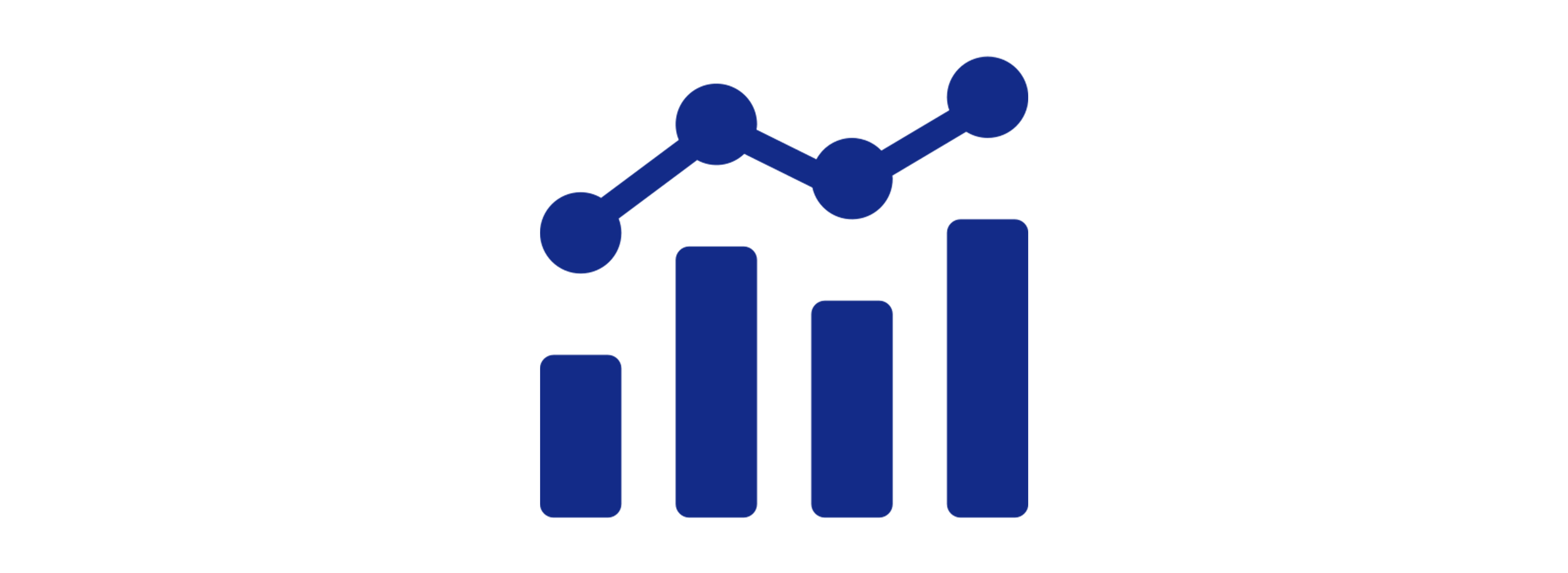 Blue bar chart with connected line graph overlay