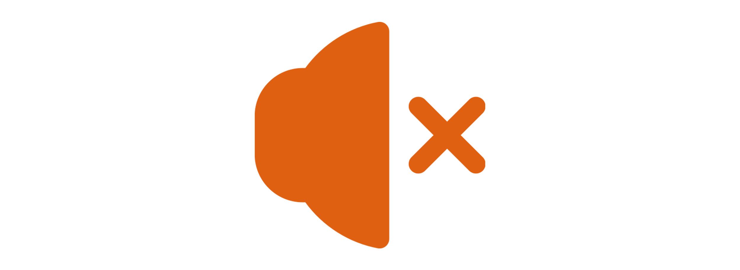 The image features a speaker icon with a slash through it, alongside the text 'Mute' and a red 'X' symbol.