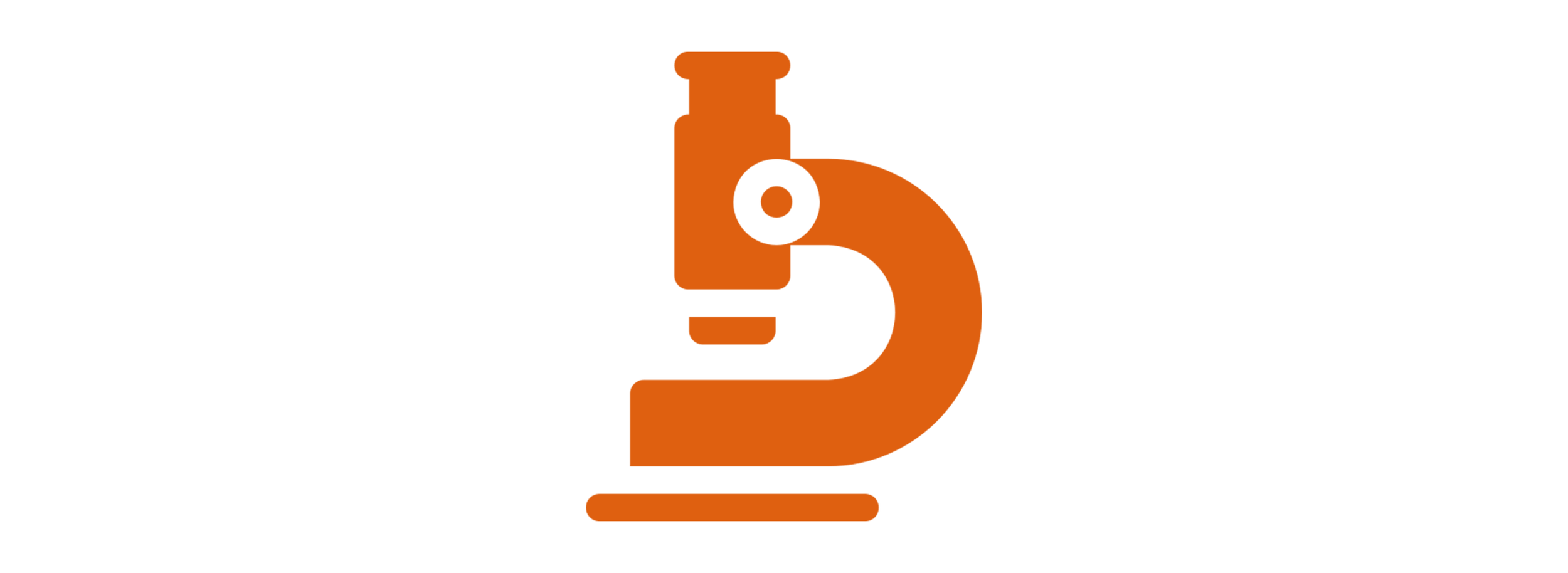 Logo of a microscope icon in brown color on a white background.
