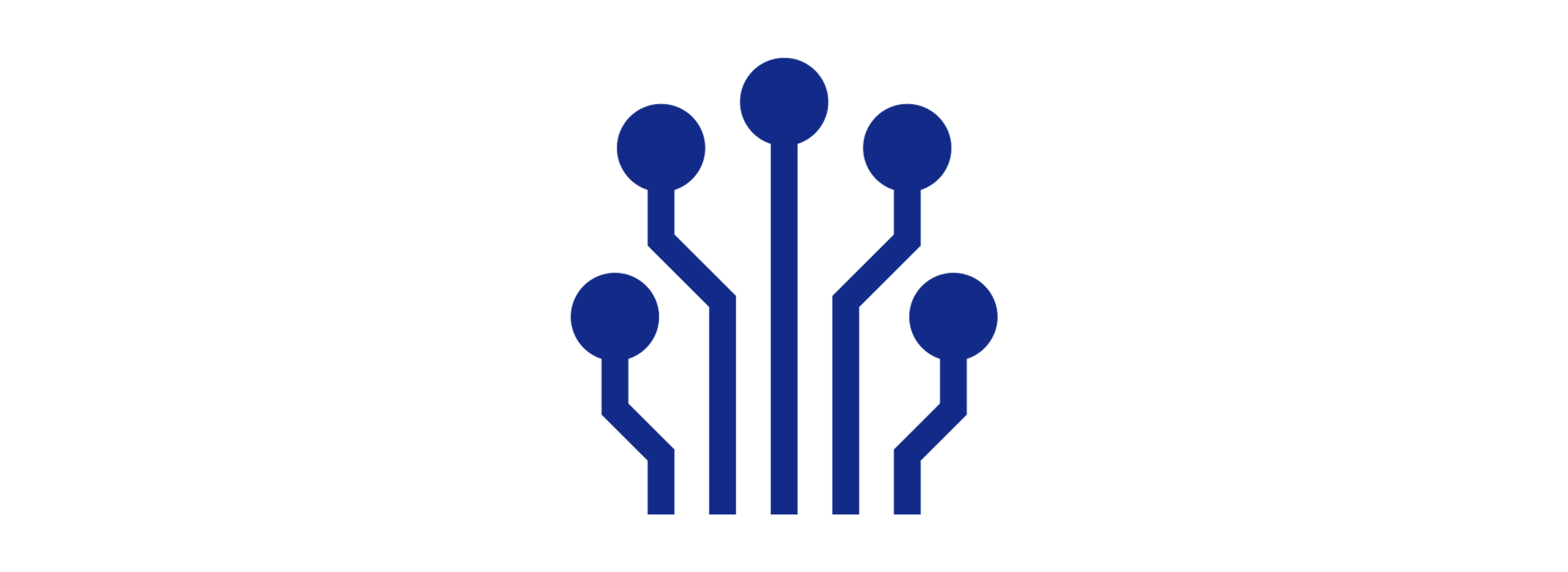 Black background with a blue digital circuit tree icon.